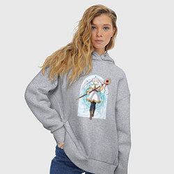 Толстовка оверсайз женская Фрирен с посохом, цвет: меланж — фото 2