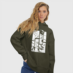 Толстовка оверсайз женская Синдзи Икари и Аска Лэнгли, цвет: хаки — фото 2