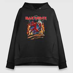 Толстовка оверсайз женская Iron Maiden Run To The Hils, цвет: черный