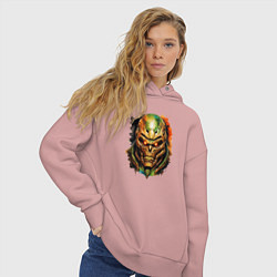 Толстовка оверсайз женская Doom slayer skull, цвет: пыльно-розовый — фото 2