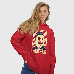 Толстовка оверсайз женская СССР Сталин, цвет: красный — фото 2