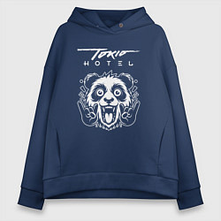 Толстовка оверсайз женская Tokio Hotel rock panda, цвет: тёмно-синий