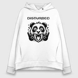 Толстовка оверсайз женская Disturbed - rock panda, цвет: белый