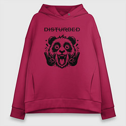 Толстовка оверсайз женская Disturbed - rock panda, цвет: маджента