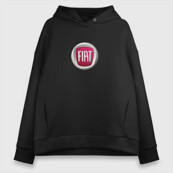 Толстовка оверсайз женская FIAT sport auto logo, цвет: черный