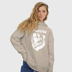 Толстовка оверсайз женская Ревущий медведь Россия, цвет: миндальный — фото 2