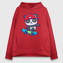 Толстовка оверсайз женская Panda skater, цвет: красный