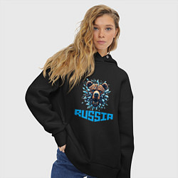 Толстовка оверсайз женская Russian bear head, цвет: черный — фото 2