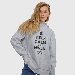 Толстовка оверсайз женская Keep calm and ninja on, цвет: меланж — фото 2