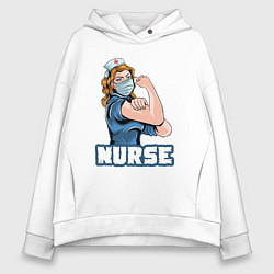 Толстовка оверсайз женская Good nurse, цвет: белый