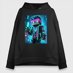 Женское худи оверсайз Minecraft - neon character ai art