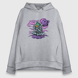 Толстовка оверсайз женская Инопланетянин ест рамен, цвет: меланж