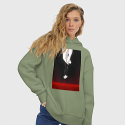 Толстовка оверсайз женская Евангелион талисман Рей, цвет: авокадо — фото 2