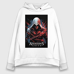 Толстовка оверсайз женская Assassins creed красные пятна, цвет: белый