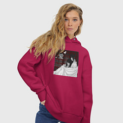 Толстовка оверсайз женская Безразличие любви, цвет: маджента — фото 2
