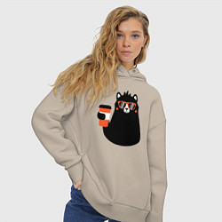 Толстовка оверсайз женская Мишка с напитком, цвет: миндальный — фото 2