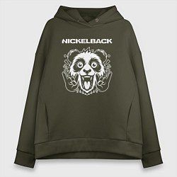 Толстовка оверсайз женская Nickelback rock panda, цвет: хаки