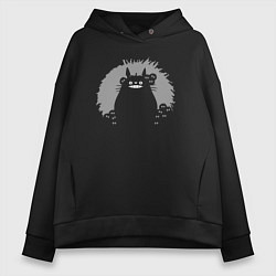Толстовка оверсайз женская Smiling Totoro, цвет: черный