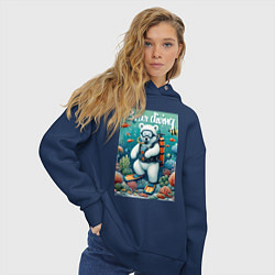 Толстовка оверсайз женская Polar bear diving - ai art, цвет: тёмно-синий — фото 2