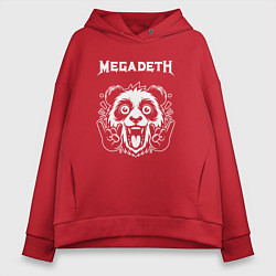 Толстовка оверсайз женская Megadeth rock panda, цвет: красный