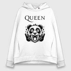Толстовка оверсайз женская Queen - rock panda, цвет: белый