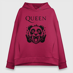 Толстовка оверсайз женская Queen - rock panda, цвет: маджента