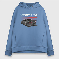Толстовка оверсайз женская Nissan skyline night ride, цвет: мягкое небо
