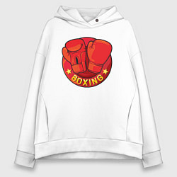 Толстовка оверсайз женская Boxing fight, цвет: белый