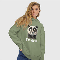 Толстовка оверсайз женская Крутая панда cool, цвет: авокадо — фото 2