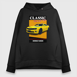 Толстовка оверсайз женская Спорткар Chevrolet Camaro, цвет: черный