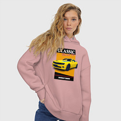 Толстовка оверсайз женская Спорткар Chevrolet Camaro, цвет: пыльно-розовый — фото 2