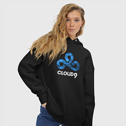 Толстовка оверсайз женская Cloud9 - blue cloud logo, цвет: черный — фото 2