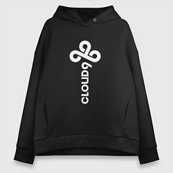 Толстовка оверсайз женская Cloud9 - vertical logo, цвет: черный