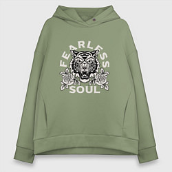 Толстовка оверсайз женская Бесстрашная душа, цвет: авокадо
