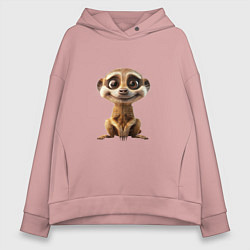 Толстовка оверсайз женская Сурикат в стойке, цвет: пыльно-розовый