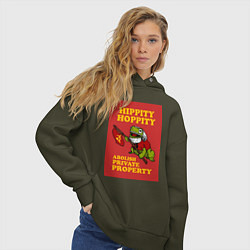 Толстовка оверсайз женская Лягушка революционер, цвет: хаки — фото 2