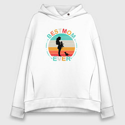 Толстовка оверсайз женская Лучшая мама на свете - retro sunset, цвет: белый