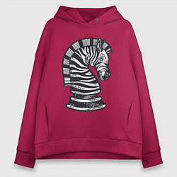 Толстовка оверсайз женская Шахматная зебра, цвет: маджента