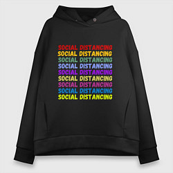 Женское худи оверсайз Social distancing - социальная дистанция