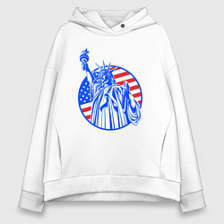 Толстовка оверсайз женская USA statue of liberty, цвет: белый
