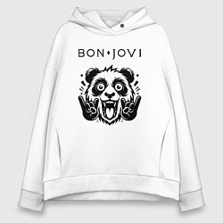 Толстовка оверсайз женская Bon Jovi - rock panda, цвет: белый