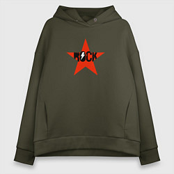 Женское худи оверсайз Rock star red white