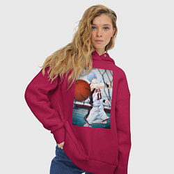 Толстовка оверсайз женская Баскетбол Тэцуя Куроко, цвет: маджента — фото 2