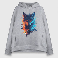 Толстовка оверсайз женская Волк, цвет: меланж