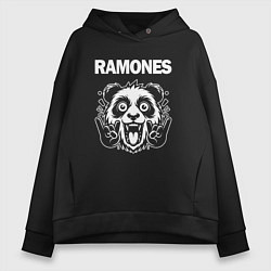 Толстовка оверсайз женская Ramones rock panda, цвет: черный