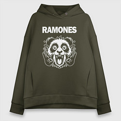 Толстовка оверсайз женская Ramones rock panda, цвет: хаки