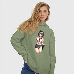 Толстовка оверсайз женская Ахегао секси герл, цвет: авокадо — фото 2