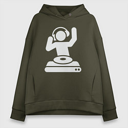 Толстовка оверсайз женская Party dj, цвет: хаки