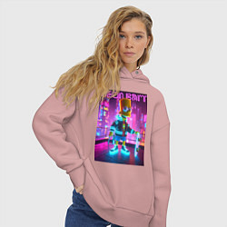 Толстовка оверсайз женская Neon Bart - with skateboard ai art fantasy, цвет: пыльно-розовый — фото 2