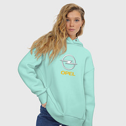 Толстовка оверсайз женская Opel авто бренд, цвет: мятный — фото 2